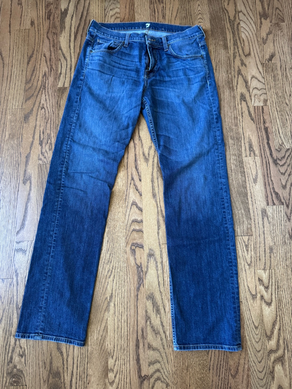 7 for all Mankind Men's Blue Straight-Leg Jeans